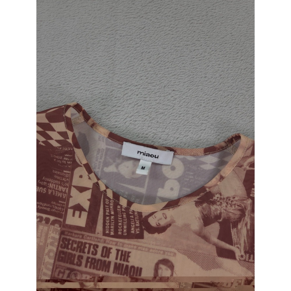 Miaou Mini Mesh Tee in Wanted Vintage Red Shirt Size Small - Picture 6 of 10